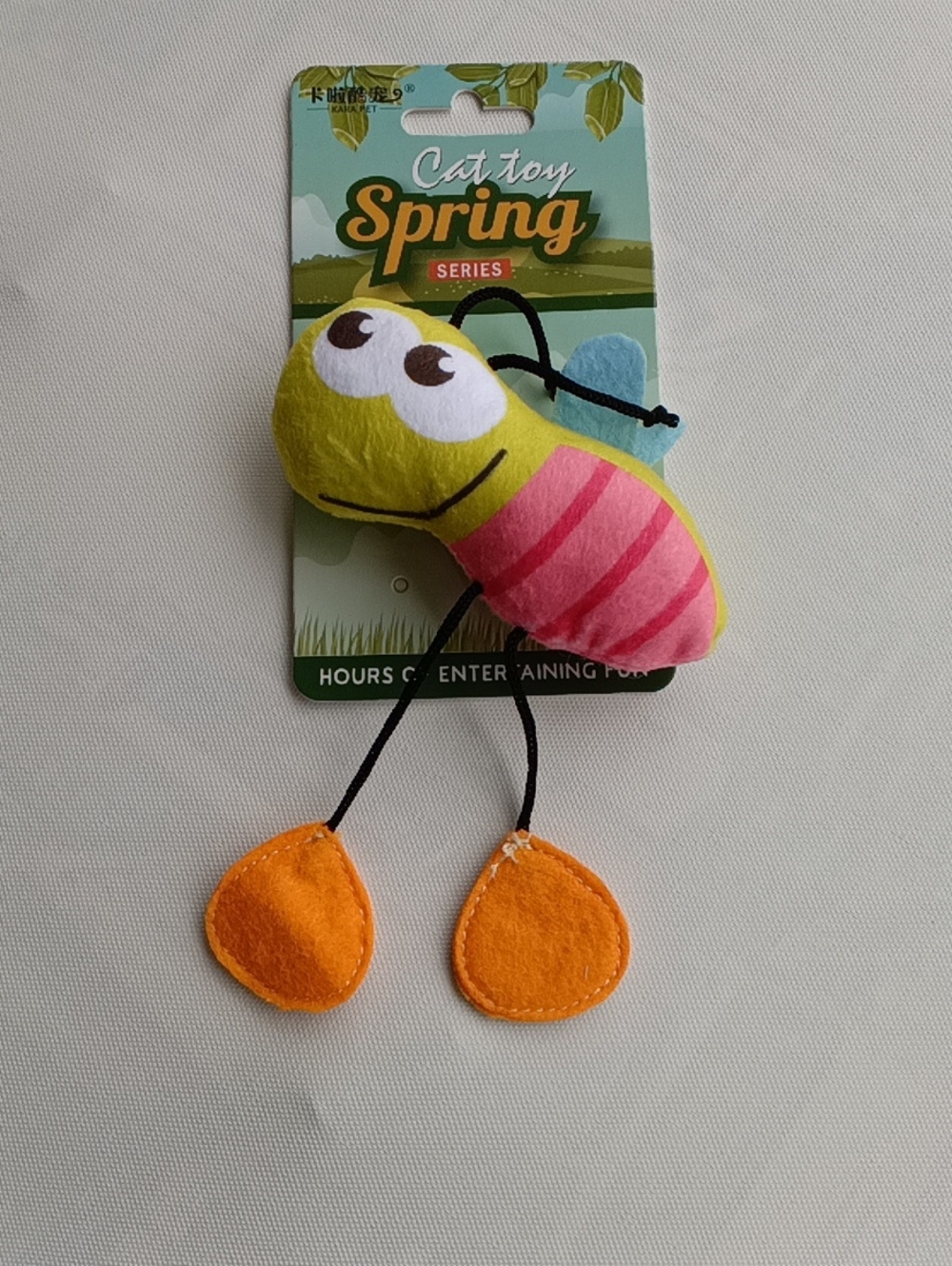 Spring Series 😺 Cat Toy - Yellow & Pink Plush Bug